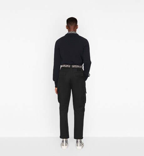 Sweater with Dior Oblique Inserts Navy Blue Cotton Jersey